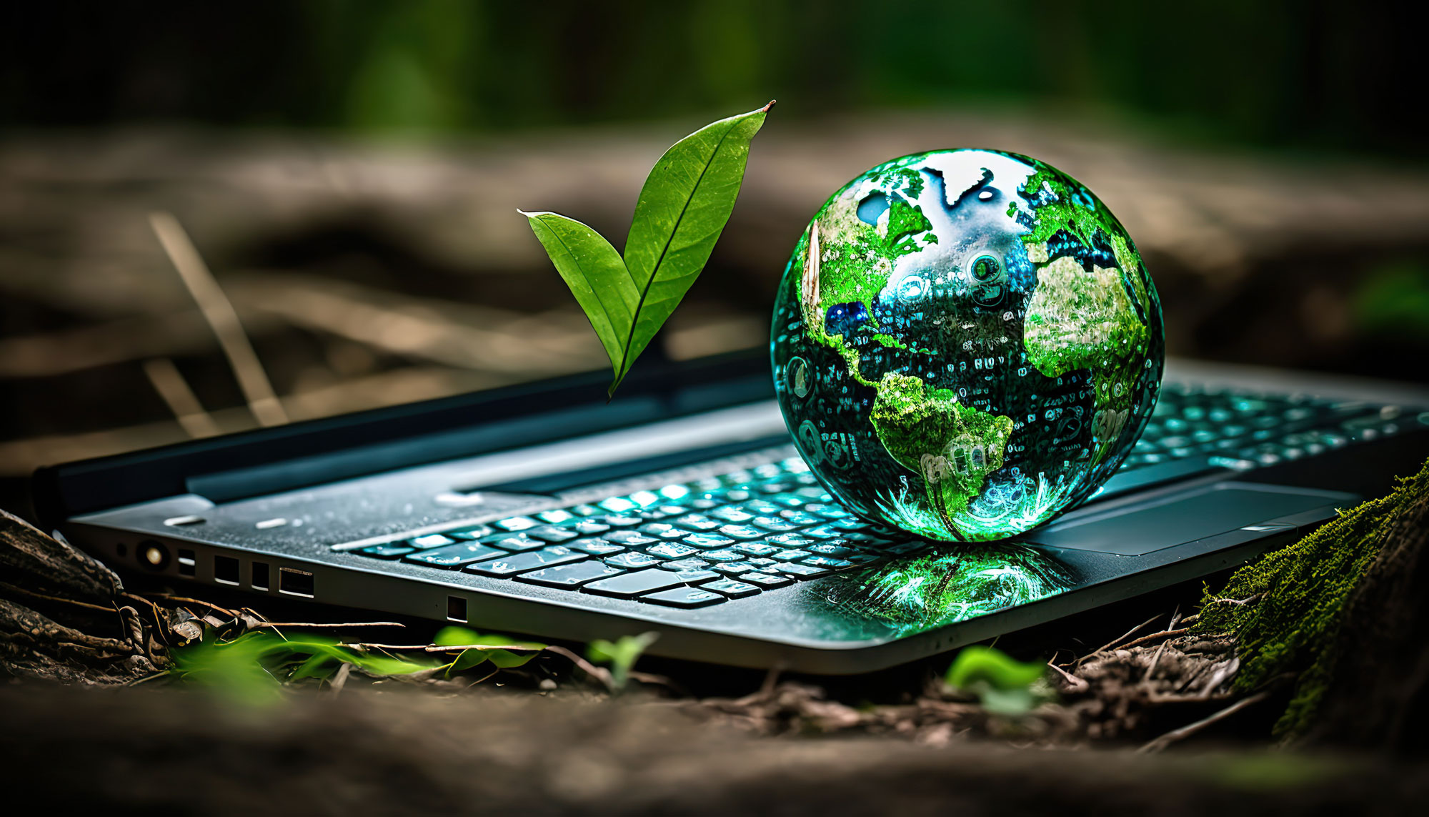 A globe on top of a laptop