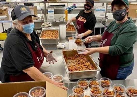 Live Oak Unified School District staff prepare homemade vegetarian penne pasta in their new kitchen