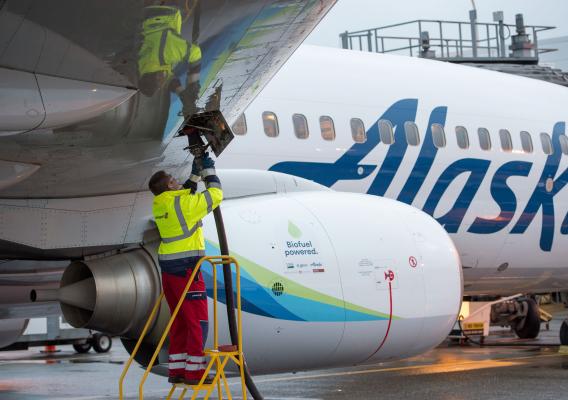 Plane being fueled with SAF