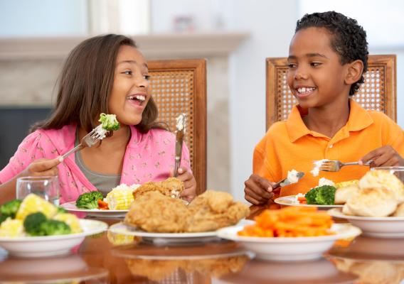 Two kids eating