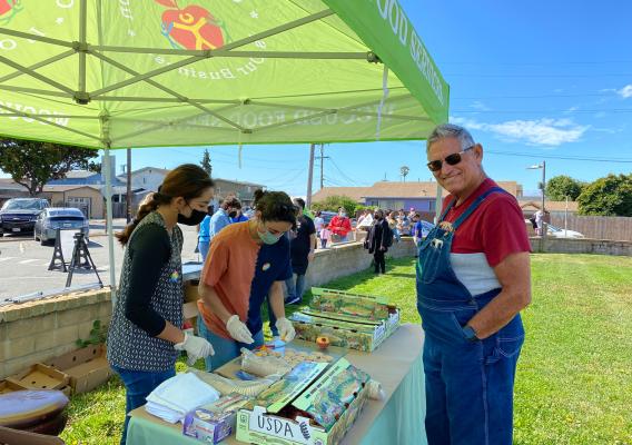 A local farmer brought fresh fruit for a Taste Testing during the summer meal service at Davis Park in San Pablo, California