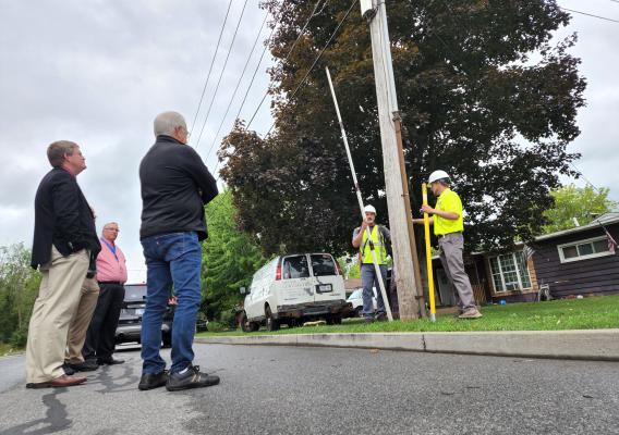 State Director Brian Murray visits with and hears from Madison County Chairman John Becker, Town Supervisors Pinard and Scimone – and also speaks with project engineers in Wampsville, NY