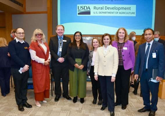 Deputy Under Secretary Farah Ahmad and New Jersey State Director Jane Asselta gather with New Jersey Community Facilities staff at Deborah Heart and Lung Center