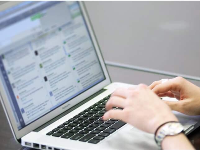 The Office of Communications types responses for a live "Twitter" session held at the U.S. Department of Agriculture in Washington, D.C.